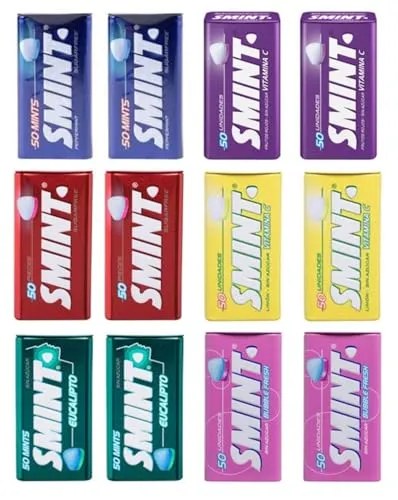 SMINT Mint Mix | 12 Boxen | Pfefferminze | Zitrone | Erdbeere | Beere | Bubblefresh | Eukalyptus | Zuckerfrei