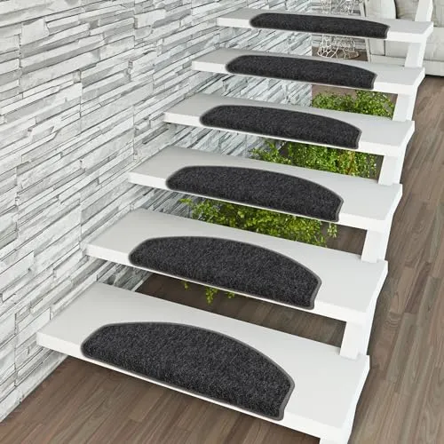 Snapstyle Trend Schlinge Stufenmatte Strong Schwarz Grau (halbrund) - Hochwertige Stufenmatte in halbrunder Form, erhältlich als Einzelstück oder im praktischen 15er Set. Ideal für sicheren Halt und ansprechende Optik auf Treppen.