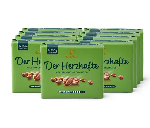 Tchibo Der Herzhafte - 9x 500 g Gemahlen - Kaffee mit vollmundig-aromatischem Geschmack, hergestellt aus aromatischen Arabica- und kräftigen Robusta-Bohnen, Intensität: 4/6.