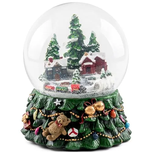 Musicboxworld Spieluhr - Schneekugel 150 mm - Hochwertige Spieluhr mit 8 Weihnachtsliedern, ideal für die festliche Dekoration. Robuste Polymerharz-Konstruktion, perfekt für Wohnzimmer oder als Geschenk.