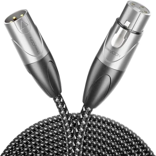 deleyCON 15m Mikrofonkabel XLR Stecker auf XLR Buchse Kabel (Studio Qualität, OFC Kupfer) - für Mikrofon, Verstärker, Mischpult, Aufnahmestudio, Lautsprecher, Aktivlautsprecher - 3 Polig