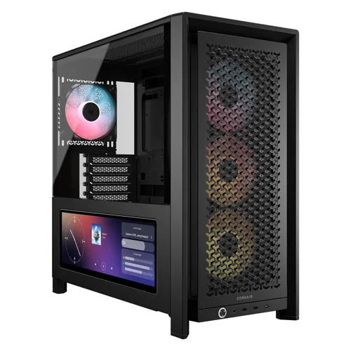 CORSAIR Midi Tower 4000D LCD RS ARGB - Schwarz - Stylischer Mid-Tower mit LCD-Panel und ARGB-Beleuchtung für optimale Kühlung und ansprechendes Design. Ideal für Gaming-Setups.