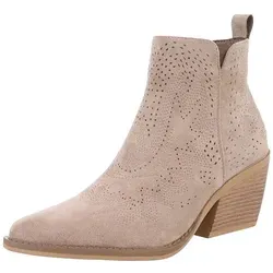 Ital-Design Damen Cowboyboots Westernstiefelette (88577275) - Wanderschuhe in Hellbraun mit komfortablem Blockabsatz von 7 cm, ideal für stilvolle Outdoor-Abenteuer.