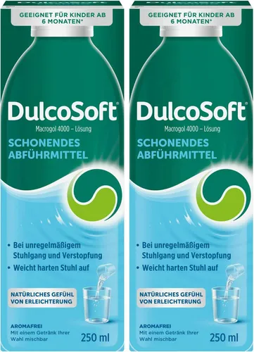Sparset Dulcosoft Lösung 2 x 250 ml - Medikamente bei Verdauungsstörungen & Übelkeit, effektive Linderung von Verstopfung mit der praktischen Doppelpackung für längere Anwendung.