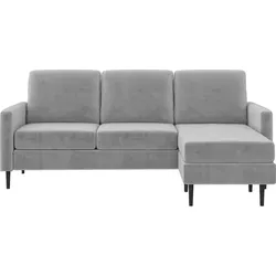 Dante 3-Sitzer Sofa mit Chaise Lounge in Samt Hellgrau von Domus Living