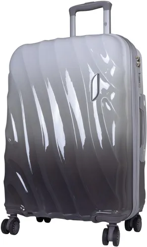 Hartschalen Trolley mit Dehnfalte Sossmar Grau-Schwarz L - Koffer mit leichtem Polycarbonat, erweiterbar und im trendigen Ombré Farbdesign. Ideal für Reisen, bietet viel Platz ab 60 L und ist mit einem Schloss ausgestattet.