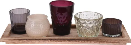 Koopman Teelichthalter Set mit verschiedenen Gläsern - 6 tlg.