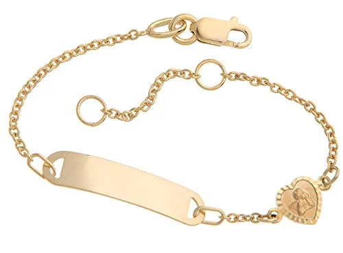 Silberketten Store Kinder Gravur-Armband Mod. IDBo-3 aus 375 Gold - Hochwertiges Gravurarmband für Kinder aus 375 Gold, ideal zur Taufe oder als Geschenk. Inklusive personalisierter Lasergravur, max. 14 Zeichen. Versandfertig in 24h, liebevoll verpackt.