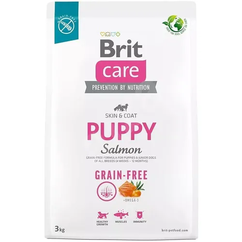 BRIT CARE Dog Grain-free Puppy Salmon 12kg - Getreidefreies Hundefutter mit Lachs und Kartoffeln, ideal für Welpen und Jungtiere aller Rassen (4 Wochen - 12 Monate) und auch als schmackhafte Vorspeise geeignet.