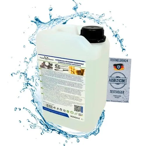 PandaCleaner Reinigungsflüssigkeit für Ultraschallreiniger - 3L Ultraschallreiniger Flüssigkeit für Brille, Vergaser, Silber, Münzen, Gold uvw. (3L Kanister)