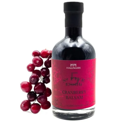 Hallingers Gourmet-Essig No. 5 - Bezaubernder Cranberry-Balsam 3% Säure (Glas) - Geschenk im Sommer & als perfektes Grillgeschenk | Neues Zuhause Ruhestand Genesung