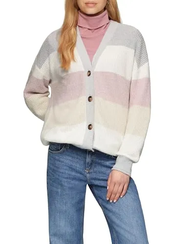 QS Strickjacke – Gestreift mit V-Ausschnitt