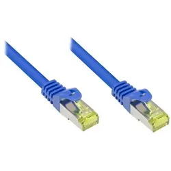 Kabelmeister® RJ45 Patchkabel mit Cat. 7 Rohkabel und Rastnasenschutz (RNS®), S/FTP, PiMF, halogenfrei, blau, 7,5m