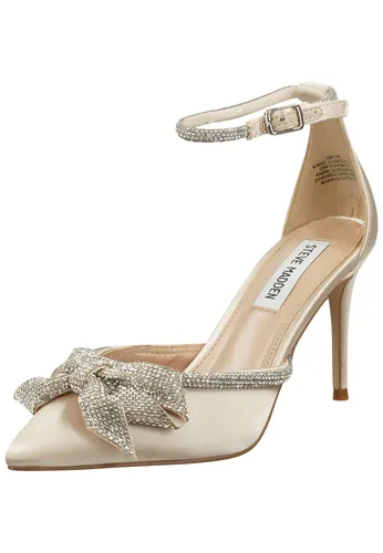 Steve Madden Lumiere Satin Pumps Damen - Elegante Pumps aus satinartigem Material mit Zierstein-Dekoration, ideal für besondere Anlässe und verleihen jedem Outfit Glamour.