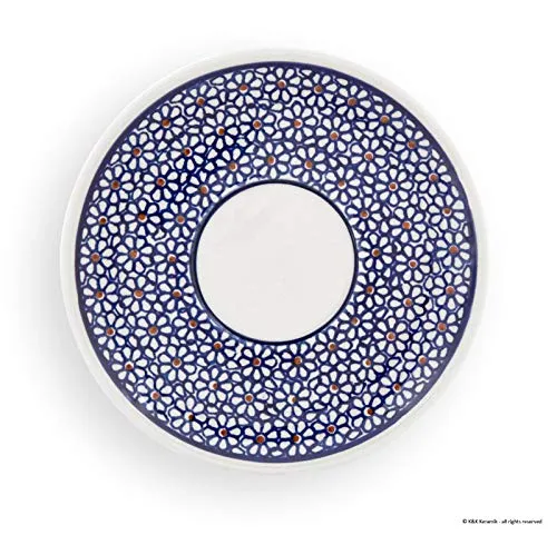 Bunzlauer keramik Untertasse Untersetzer für Kaffeebecher und Teetasse Ø 16,0 cm, H 1,80 cm – Stellfläche Ø 6,20 cm (Dekor 120)