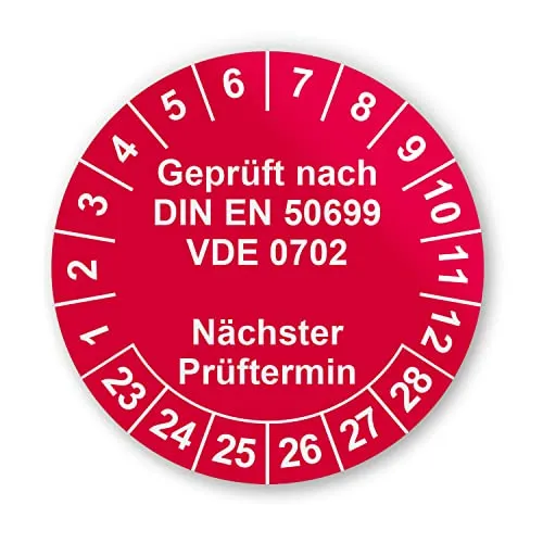 iSecur Prüfplaketten 210x Elektroprüfung check Elektro Aufkleber - Geprüft nach DIN EN 50699 VDE 0702 - Bogenware 30 mm Rot I hin783