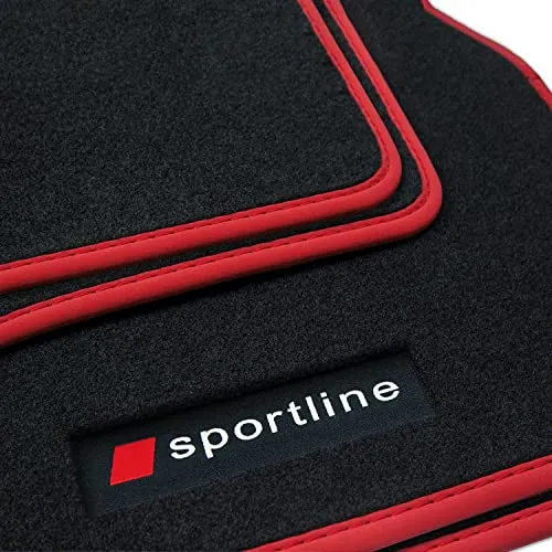 tuning-art BSL401 Sportline Fußmatten für BMW 3er F30 F31 F80 2012-2019 - Hochwertige Fußmatten für BMW 3er (F30/F31/F80), mit Sportline Schriftzügen und rutschfestem Befestigungssystem. Dichte Veloursqualität sorgt für eine ansprechende Optik und Langlebigkeit.