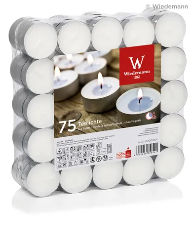 75x Teelichte Ø37mm im Flatpack 4 Stunden Brenndauer von Kerzen Wiedemann GmbH