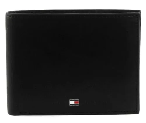 Tommy Hilfiger Johnson Trifold Wallet Black - Herren-Geldbörse mit zeitlosem Design, RFID-Schutz und optimaler Organisation durch mehrere Kartenfächer und ein separates Münzfach.
