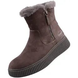 Dockers by Gerli Damen Stiefelette Dunkelgrau EU 37 - Wanderschuhe mit Obermaterial aus Textil, warmem Fleecefutter und dekorativem Reißverschluss für stilvollen Komfort beim Outdoor-Abenteuer.
