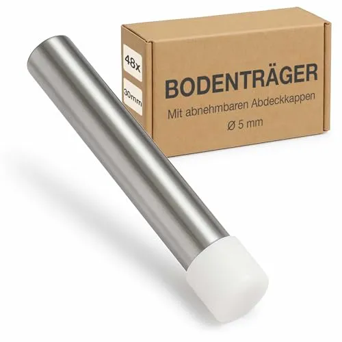 K-Möbel Glasbodenträger 5mm x 30mm inkl Abdeckkappen - Made in Germany - Glaseinlegeboden Bodenträger 5mm aus Edelstahl - Regalbodenhalter/Regalbodenträger auch für Holzböden geeignet - Fächerträger