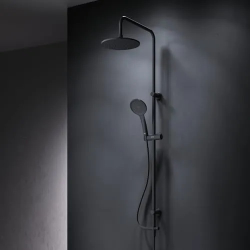 AM.PM Hit Duschsystem Schwarz Matt – Elegantes Duschset mit Regendusche und EnerJet Handbrause - Badewannen- & Duschsysteme – Modernes Design in Schwarz matt mit langlebiger PVD-Beschichtung für ein edles Badezimmer. Genießen Sie ein individuelles Duscherlebnis dank der EnerJet-Handbrause und flexibler Montage.