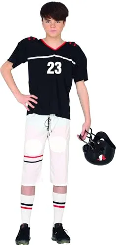 FIESTAS GUIRCA Champion Quarterback Kostüm Kinder 14-16 Jahre - Kostüme für Kinder: Stylisches American Football Outfit mit Schulterpolstern, ideal für Fasching und Sportler-Mottopartys.