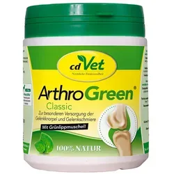 Arthrogreen Classic Pulver für Hunde und Katzen 345 g - Ergänzungsfuttermittel für gesunde Gelenke, mit 30% neuseeländischer grünlippiger Muschel und natürlichen Kräutern, ideal für ältere Tiere.