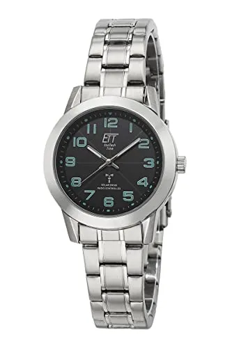 ETT ELS-11504-22M Solar Drive Funkuhr Gobi Damenuhr 34mm - Elegante Armbanduhr für Damen mit Solar-Funk-Antrieb, kein Batteriewechsel nötig. Wasserdicht bis 5 ATM und mit lumineszierenden Zeigern für optimale Ablesbarkeit.