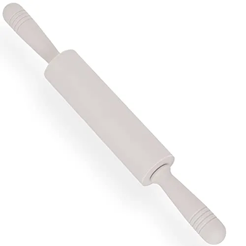 KADAX Silikon Teigrolle mit Antihaftschicht, Rolle mit angepasstem Griff, Teigroller, Rolling Pin für Blätterteig, Piroggen, Nudeln (Creme)