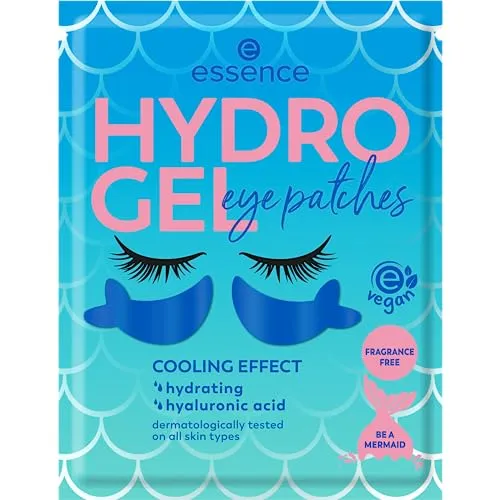 essence HYDRO GEL eye patches, Augenpflege, Nr. 03, Blau, feuchtigkeitsspendend, pflegend, kühlend, vegan, ölfrei, ohne Parfüm, ohne Alkohol, 1er Pack (1pair)
