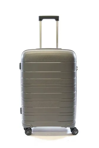 Zimmert Leather Trolley SCROLL-LIGHT bruchsicheres Polypropylen, 4 Rollen, 4 Rollen S 55 M 66 L 75 cm, 4 Rollen, Grau, Rot, Lila Blau, Schwarz