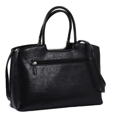 GlücksNugget Handtasche Daniele Donati feste Damentasche, 3 Hauptfächer, schwarz