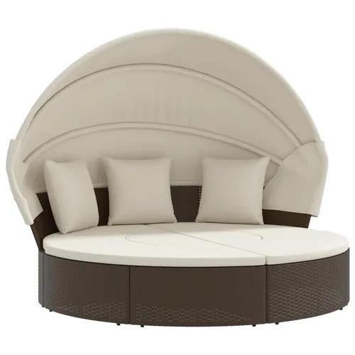vidaXL Sonneninsel mit Dach und Kissen Braun - Entspannung pur im Garten - Gartenstühle: Bequeme Sonneninsel aus langlebigem PE-Rattan mit Dach und abnehmbaren Kissen für maximalen Komfort und Pflegeleichtigkeit. Ideal für entspannte Stunden im Freien.