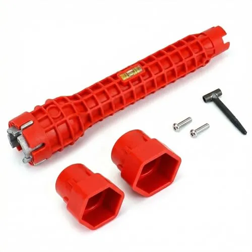 QWORK® Doppelendiger Klempnerschlüssel, Wasserhahn Werkzeug, Spülenschlüssel Klempnerwerkzeuge, Toilettenschlüssel, für Toilettenhähne Küche Bad