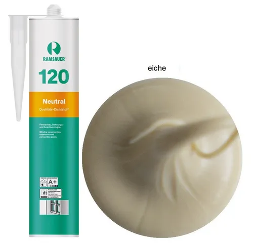 Ramsauer Dichtstoff Ramsauer 120 Neutral Silikon Dichtstoff 310ml Kartusche, gebrauchsfertig, UV- und witterungsbeständig, anstrichverträglich
