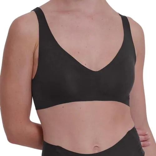 Sloggi Damen Zero Feel 2.0 Bralette, Black, XL - Funktionsunterwäsche mit V-Ausschnitt, herausnehmbaren atmungsaktiven Pads und gebürsteter Oberfläche für höchsten Tragekomfort.