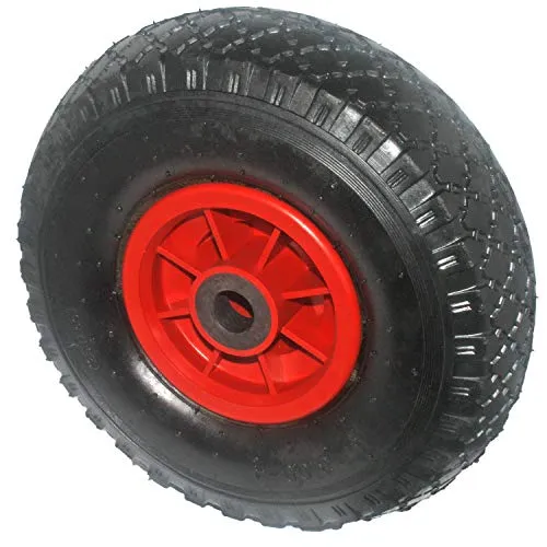 HKB ® 1 Stück Sackkarrenrad, Gummirad 3.00-4 mit Schlauch Tragkraft 110kg, ø=260mm Breite = 85mm, Achse ø=20mm, 75mm breit, mit Rollenager, Artikel-Nr. 81462