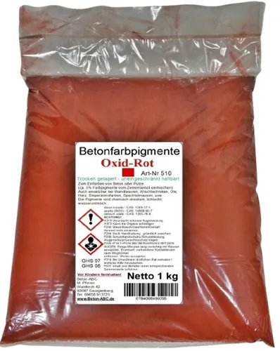 Rot Zementecht Oxid Pigment 510 Pulver für Betonmasse, Gips, Fugenmaterial,Lehm