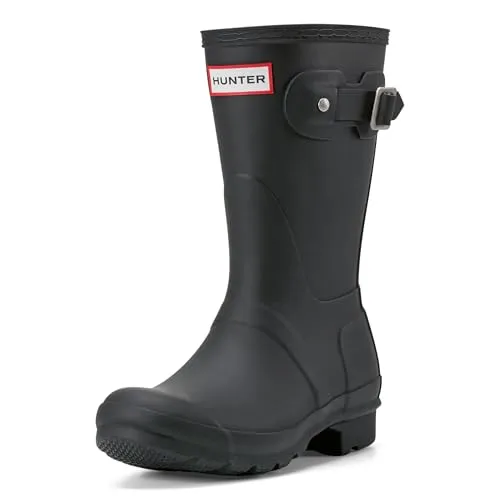 Hunter Original Short Damen Gummistiefel - Schwarze Kurzschaft Gummistiefel, ideal für Regenwetter und Outdoor-Aktivitäten. Mit rutschfester Sohle und bequemem Blockabsatz für optimalen Halt.