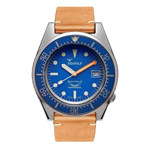 Squale 1521BLUEBL.PC 500m Automatik Taucheruhr mit Lederarmband