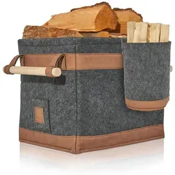 Oakage Kaminholzkorb, Dunkelgrau, Rechteckig