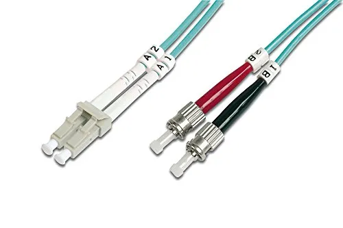 DIGITUS DK-2531-03/3 – Glasfaserkabel OM3 – 3 m – LC zu ST – Duplex LWL Kabel – 1/10/40/100 Gbit/s – MM Multimode Glasfaser LAN Kabel – Fasertyp: 50/125 µ – Türkis (Aqua)
