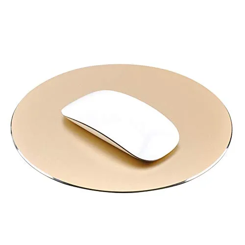 ProElife Premium Aluminium Mauspad (22 cm rund) - rutschfeste Basis für kabellose & kabelgebundene Mäuse - Gold