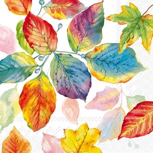 Servietten Colourful Leaves Farbenfrohe Herbstblätter Herbst Natur 33x33cm 20