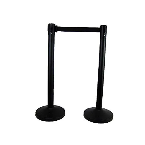 Airbrush City GmbH 2X Absperrpfosten Absperrständer 3 Meter Gurtband schwarz Personenleitsystem Tensatoren Abgrenzungsständer schwere Ausführung