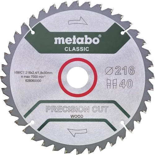 Metabo PRECISION CUT WOOD CLASSIC 628657000 Kreissägeblatt - Metallkreissägeblatt mit 56 Zähnen, ideal für präzise Schnitte in Holz und hohe Schnittqualität.