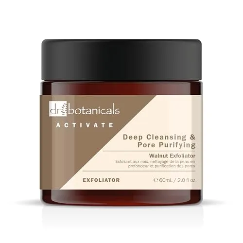 Dr Botanicals Aktivieren Sie tiefenreinigendes und porenreinigendes Walnuss-Peeling, 60 ml, natürliches Gesichtspeeling mit Walnussschalenpulver für glattere, klarere Haut, entfernt sanft abgestorbene