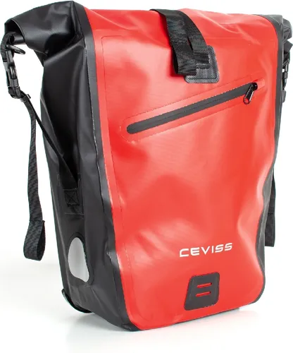 Fahrradtasche rot/schwarz Packtasche 25 L Gepäckträgertasche Wasserdicht Schnellverschluss