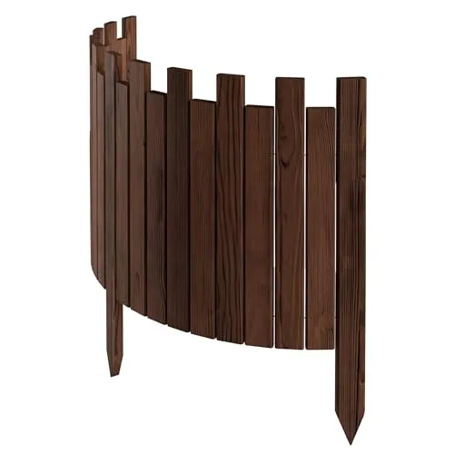 Floranica Rollborder Flexibler Holzzaun 100 x 40 cm Natur Beeteinfassung Deko für Gartenzaun Rasenkante Umzäunung Gartenzaun für Rasenflächen Hochbeete für Garten